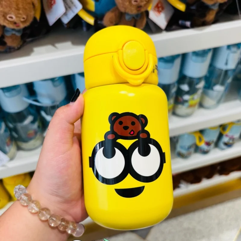 

Universal Studios Minions' Bob-themed Messenger Bag Style Cold Drink Cup/Thermos Souvenir, Children's Festival Gift