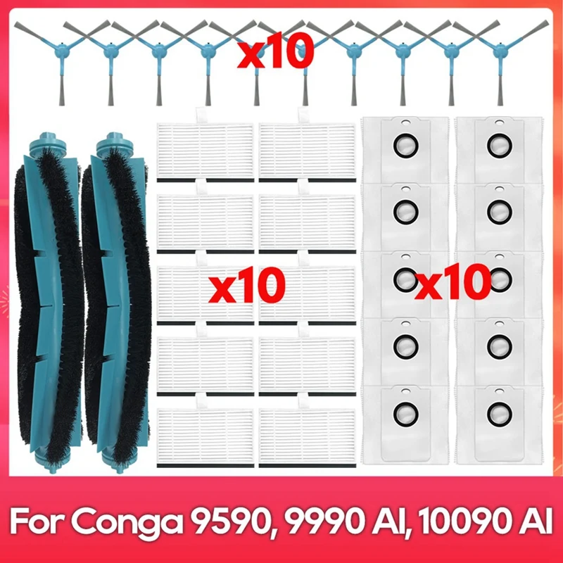 

Y50A-For Conga 9590 / 9990 / 10090 AI Spin Revolution Ultra Power Home Main Side Brush Filter Dust Bag Replacement Parts