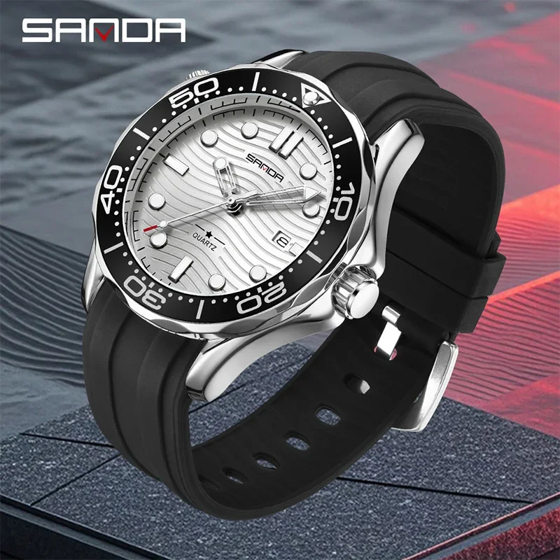 SANDA Fashion Business Men's Quartz Watch Simple Multi functional Waterproof Night Light Single Calendar Personalized Male Cloc