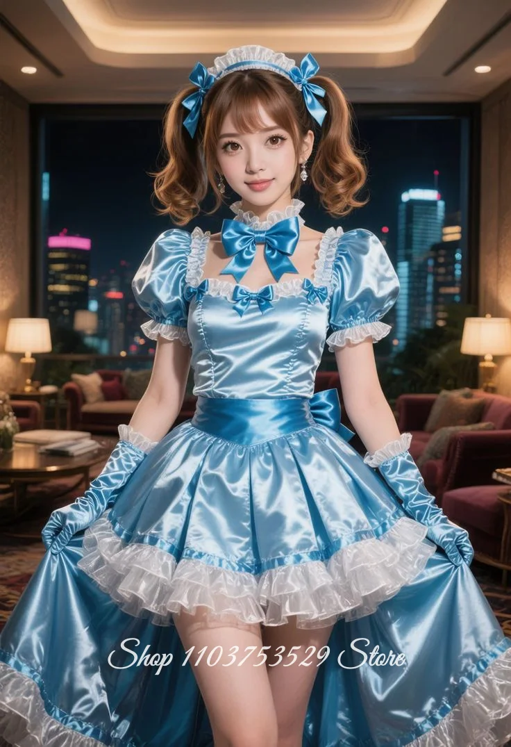 

Lace Sky Blue Short Prom Dress Customized Special Occasion Evening Gown Graduation Ball Gown Square Neck Bow Concert Dress