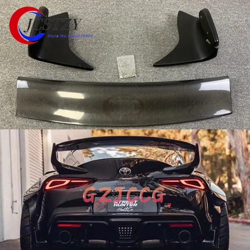 Toyota Supra A90 2019 2020 2021 탄소 섬유 소재 광택 카본 립 스포일러 윙 용 뒷 트렁크 스포일러