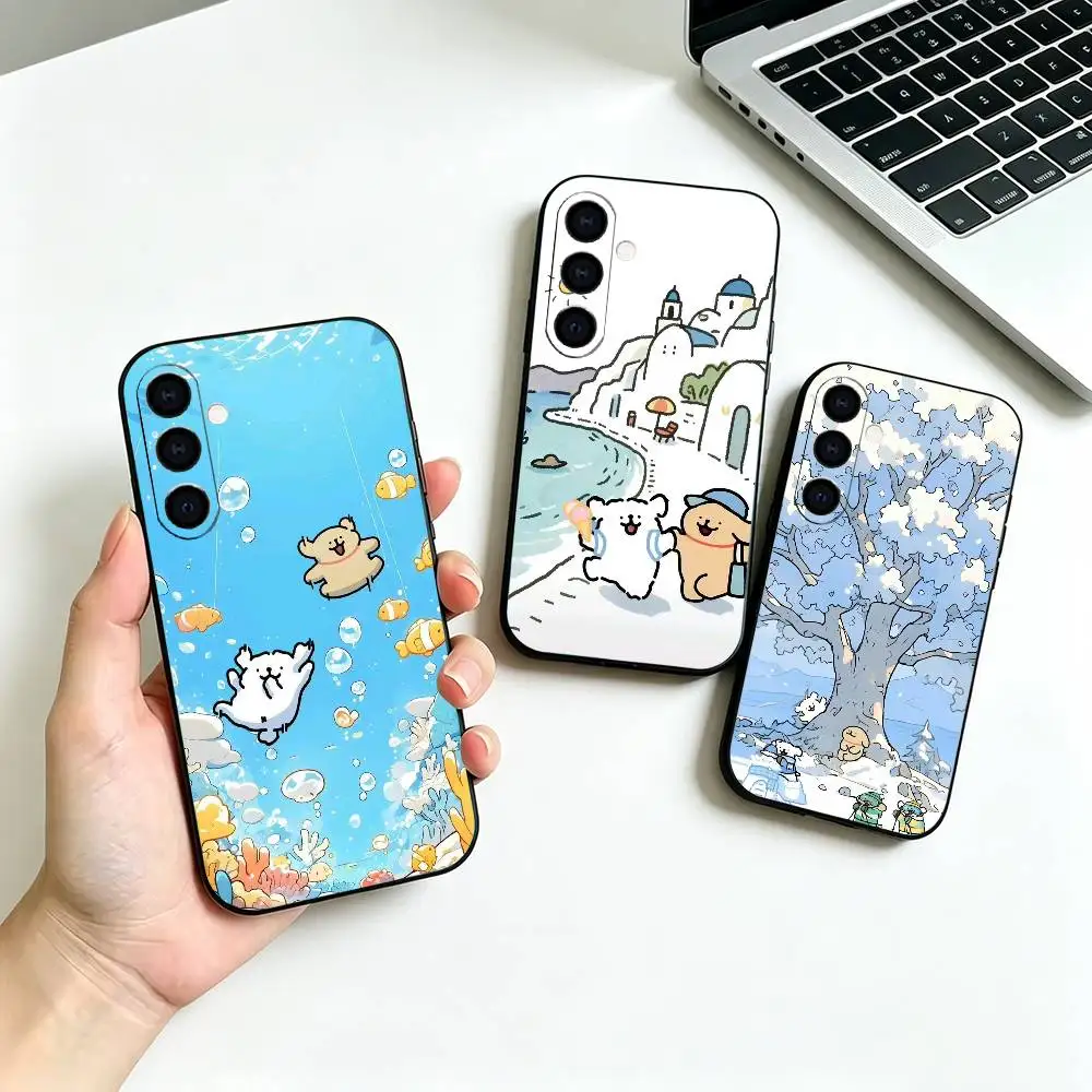 Lucky Cute Dogs-M-Maltese -ES Phone Case For Samsung Galaxy A73, A72,A70,A53,A52,A51,Soft Silicone Black Cover