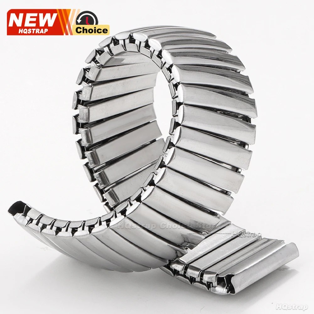New Elastic Strap 12mm 14mm 16mm 18mm 20mm 22mm Stainless Steel Watch Band Women Men Bracelet Expansion Wristband Silver Gold image 5