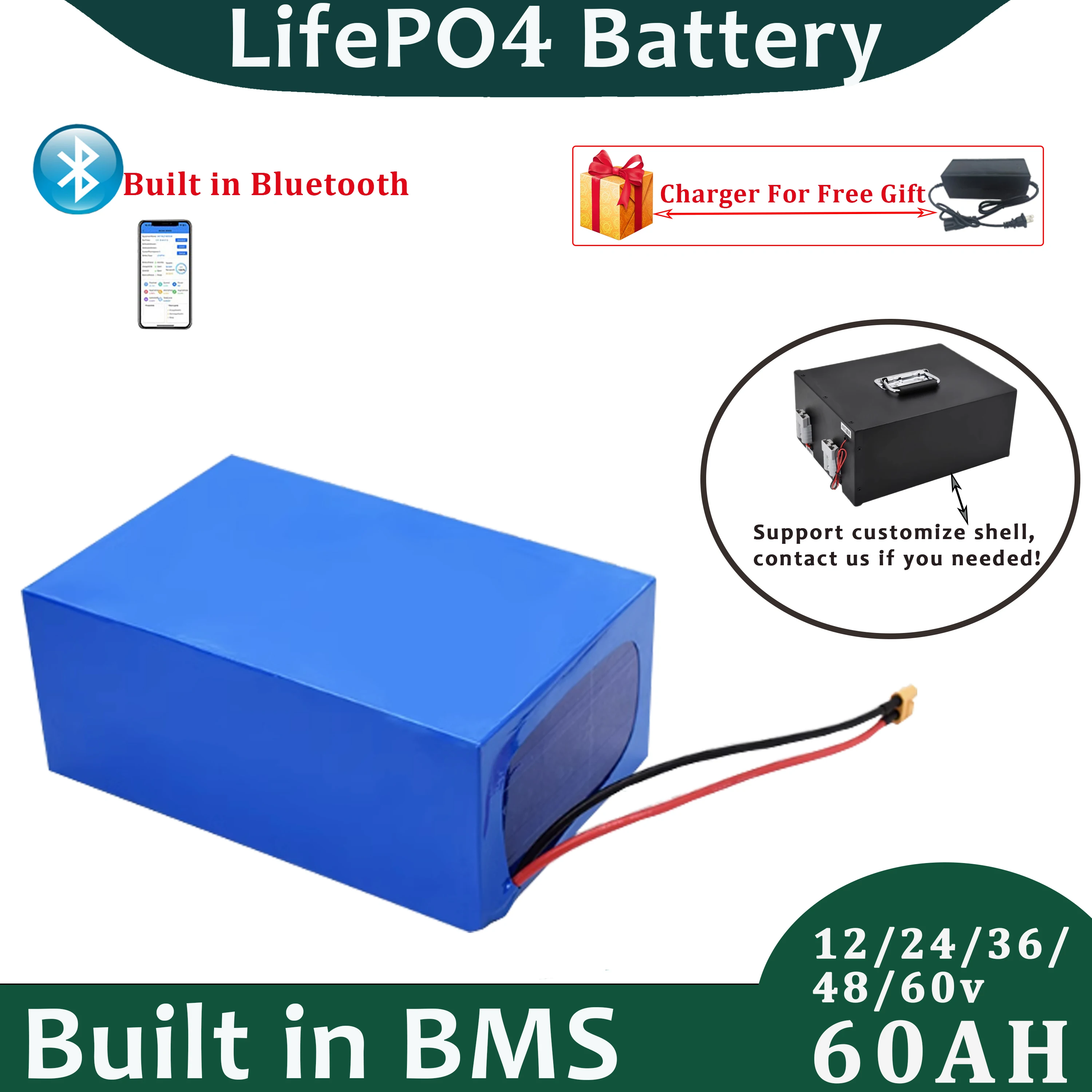 

Lithium Iron Phosphate Battery 12v 24v 36v 48v 60v 60ah Perfect for Golf Cart Solar System Storage