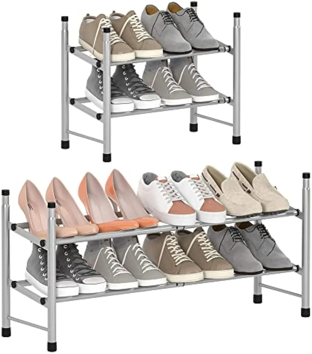 

Modern Living Room Modern 2-Layer Sapateira Metal Shoe Rack Cabinet Space-Saving Zapatero Dust-Proof Storage Cabinet for Home