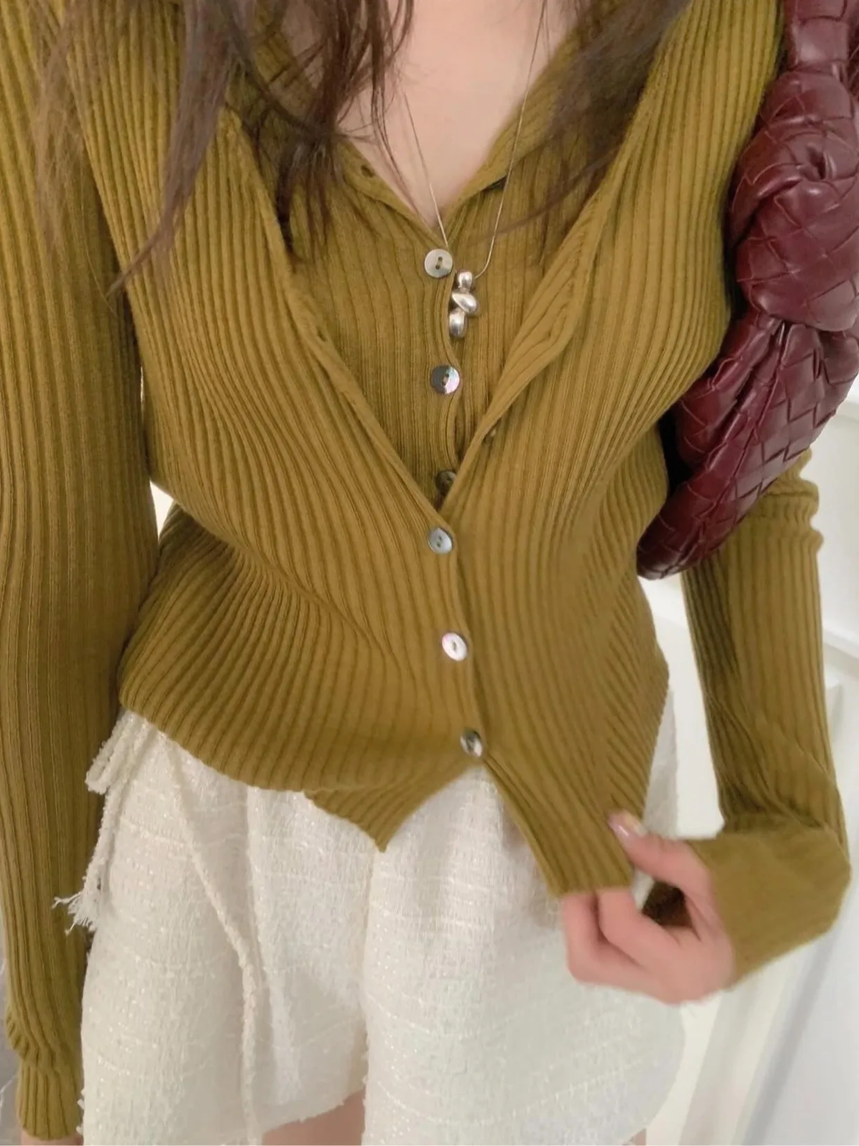 Slim Fit Double couche simple bouton haut en tricot pour les femmes Design à la mode automne nouveau Sle décontracté Faion dames pull