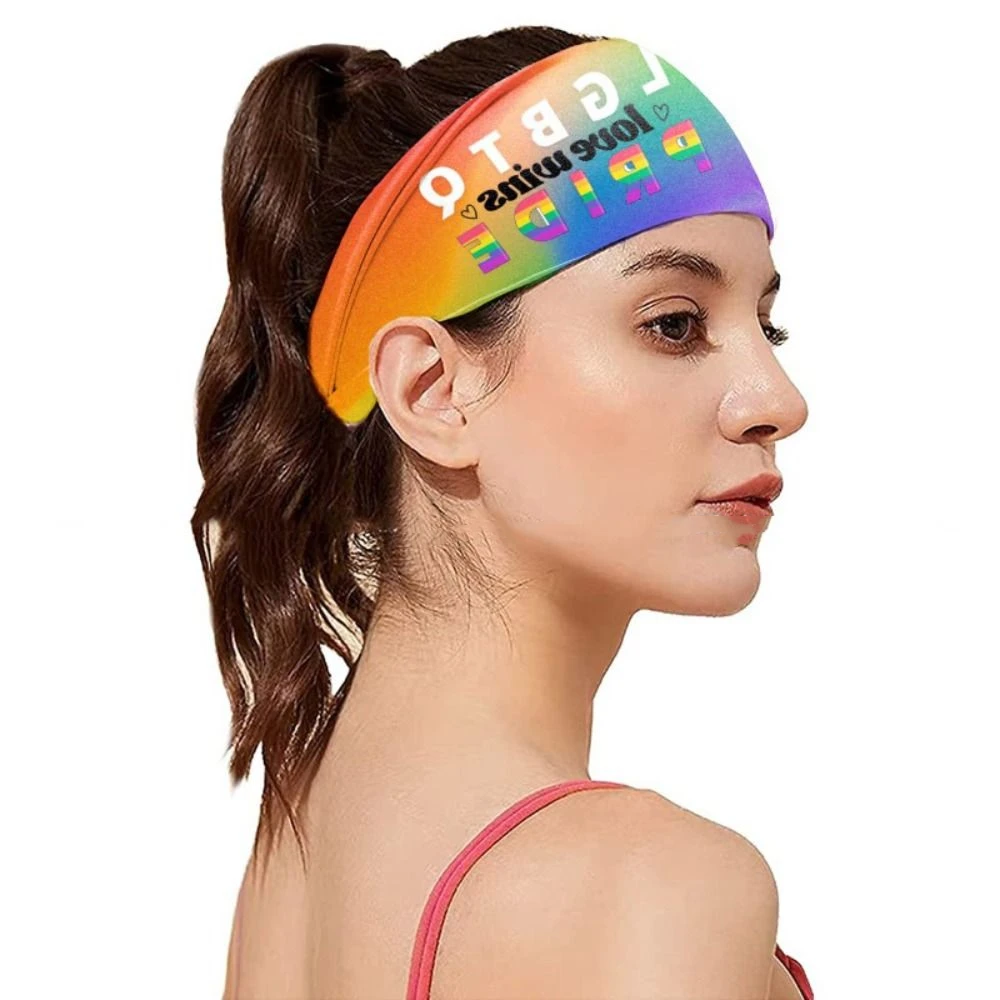 

Parade Rainbow Elastic Headband Sweat Absorbing Breathable Rainbow Headband Headwear Soft Sports Hairband Pride Month