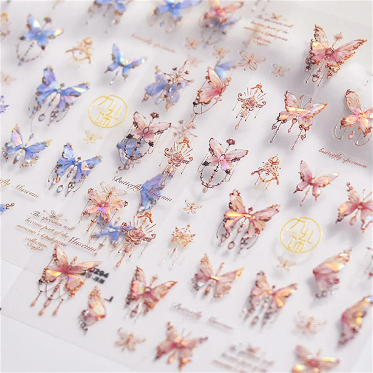 1 stücke 5d Relief Luxus Schmetterling Nail Art Aufkleber kawaii rosa blau selbst klebend Transfer Nagel Dekoration Slider Abziehbilder Zubehör