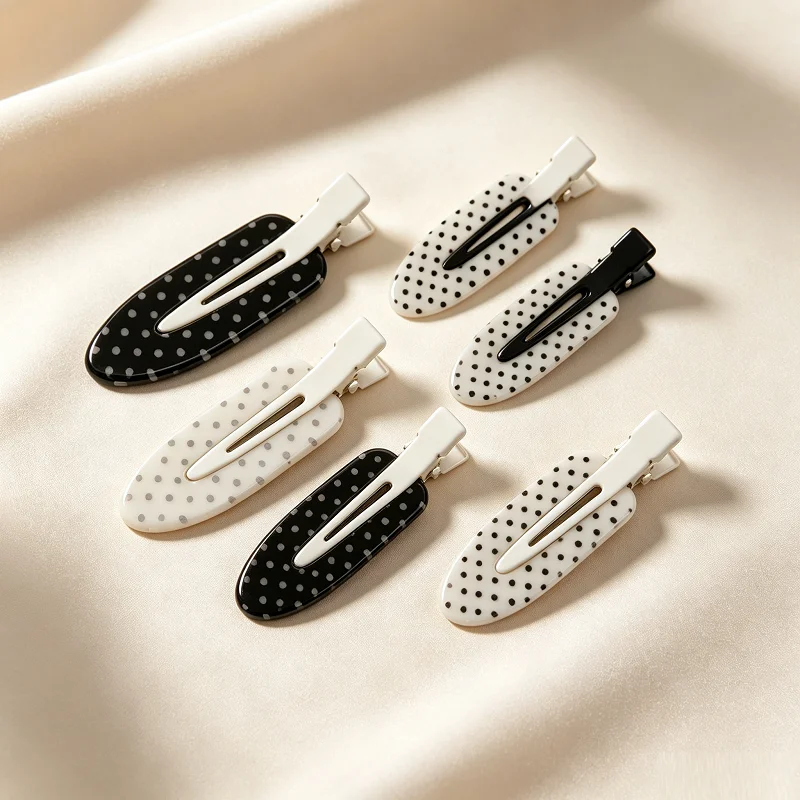 Black White Polka Dot Acrylic Hair Clips Minimalist Secure Hold Suitable for Daily Wear Party Outfits Hair Styling Accessories