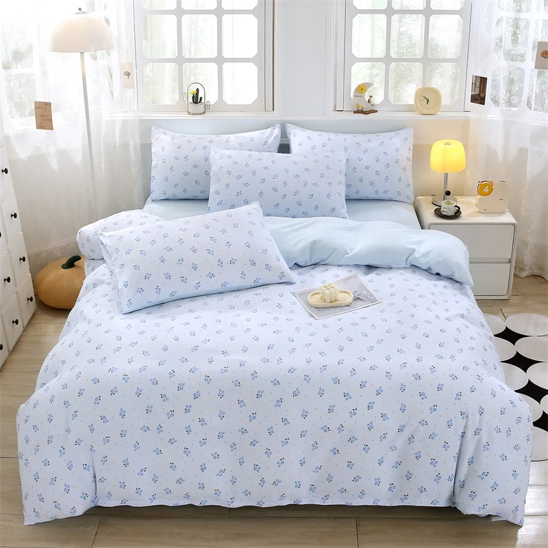 2025 ربيع جديد غطاء سرير صغير طازج فئة أ غزل مزدوج مطبوعة محبوك القطن 3-4 مجموعات ورقة المخدة غطاء لحاف الفراش #2
