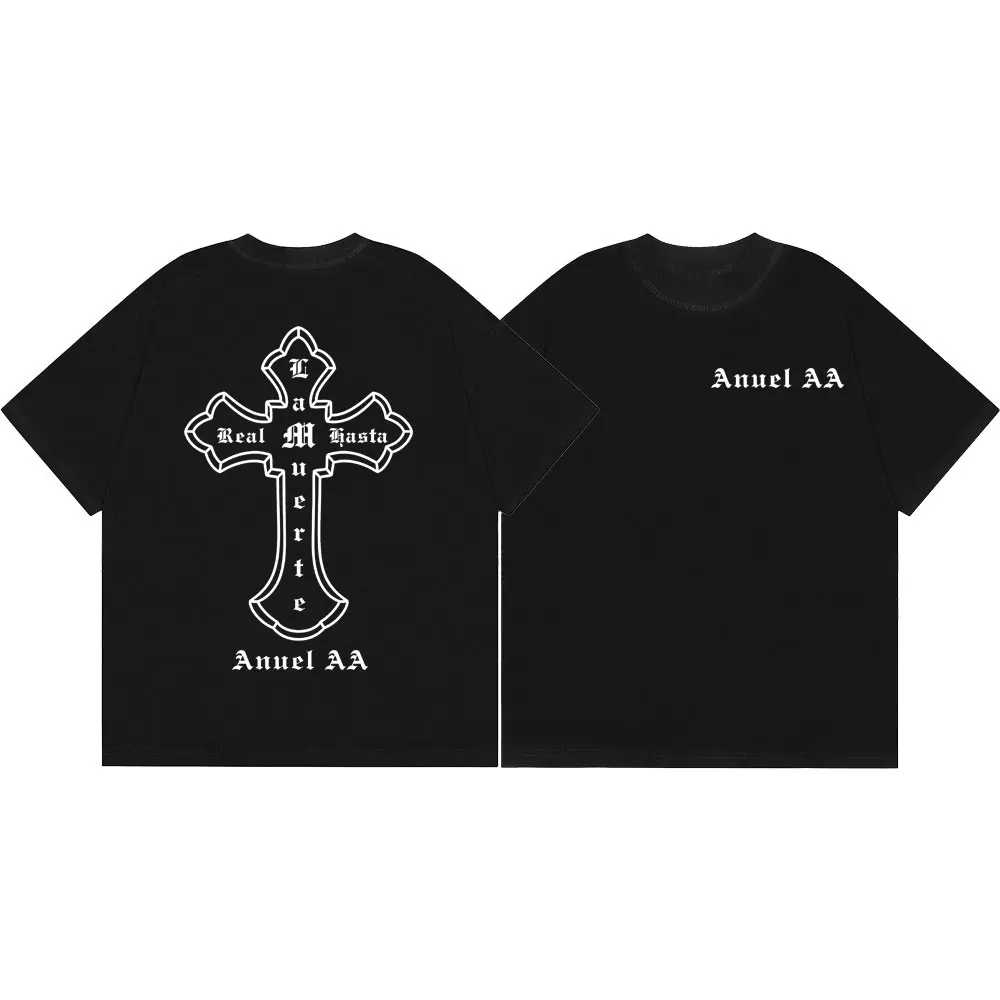 Rapper Anuel AA Merch T-shirts Men Women Clothing High Street Fashion Trend T-shirt High Quality Cotton Short Sleeve T Shirts