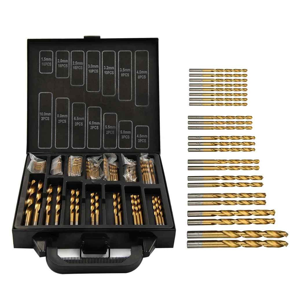 99 قطعة 1.5 مللي متر-10 مللي متر Hss نيتريد التيتانيوم المغلفة عدة حفر لقم الدقة للهندسة ورشة العمل المنزلية والصناعية #6