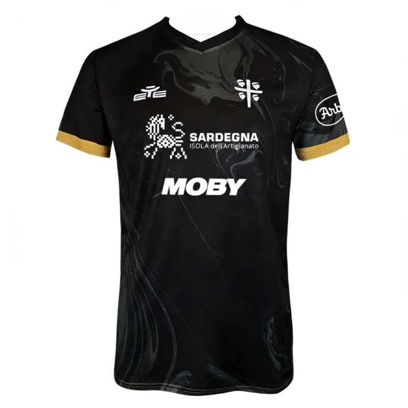 Familien-Kinder-T-Shirts Cagliari Calcio Third 26 Fußballtrikot Sommer Herren Damen Sport Komfort Atmungsaktiv Übergroße Modekleidung