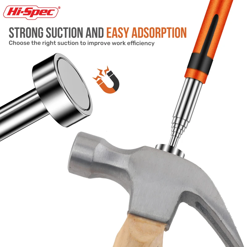 1 قطعة عصا لاقط مغناطيسية تلسكوبية مع سعة 8 رطل طول قابل للتعديل لسهولة استرجاع المكسرات والبراغي في المناطق الحدقة