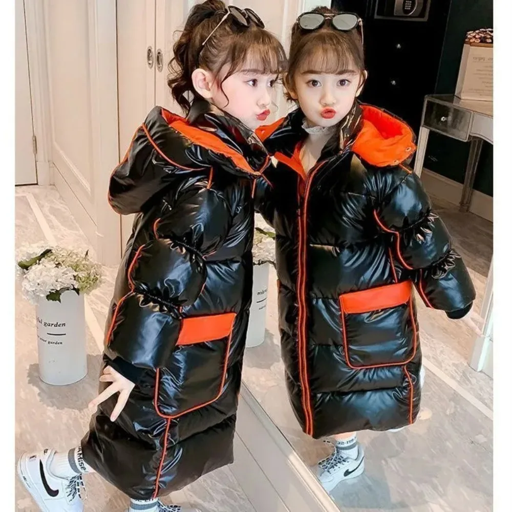 Girls Winter Down Jacket Kids Coat Waterproof Shiny Hooded Children Outerwear Clothing 5-14 Year Teenage Kids Parka Snowsuit