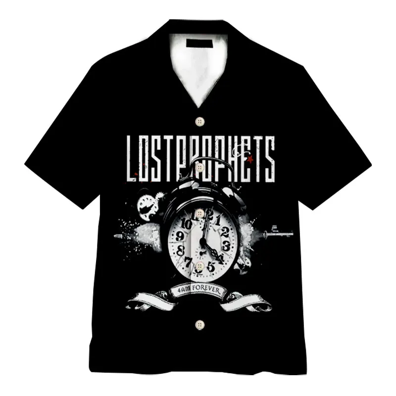 

Lostprophets Band 3D Printed Fashion Casual Shirts Men's /Women's Short Sleeves Loose Breathable Tailored Collar Hawaii Shirts