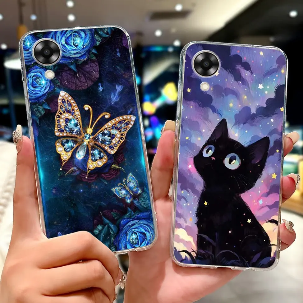 For Oppo A17 CPH2477 A17K CPH2471 Case Cover Clear Cute Luxury For Girls Boys Funda For Oppo A17k Phone Back Covers Butterfly