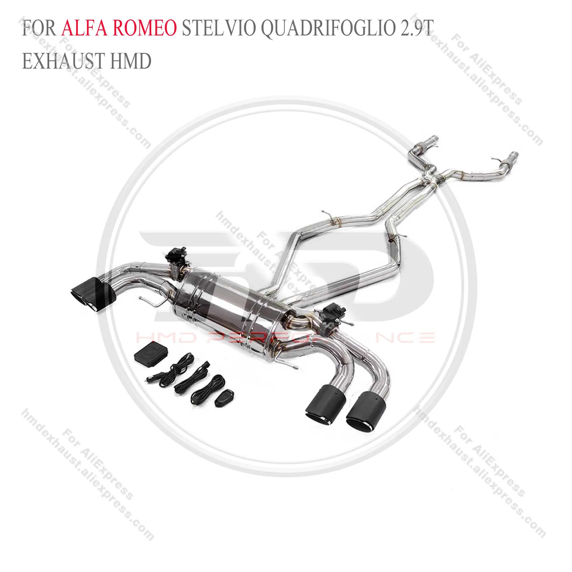 HMD Stainless Steel Exhaust System Performance Catback for Alfa Romeo Stelvio Quadrifoglio 2.9T Electronic Valve Muffler