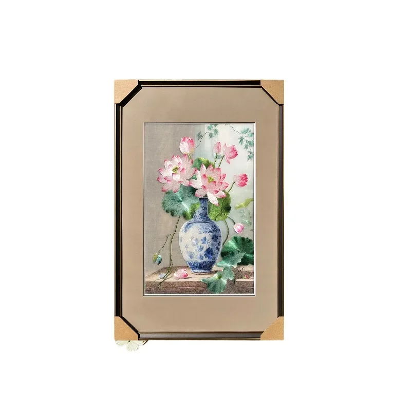 

Suzhou embroidered orchid lotus flower living room dining room entrance decorative painting,