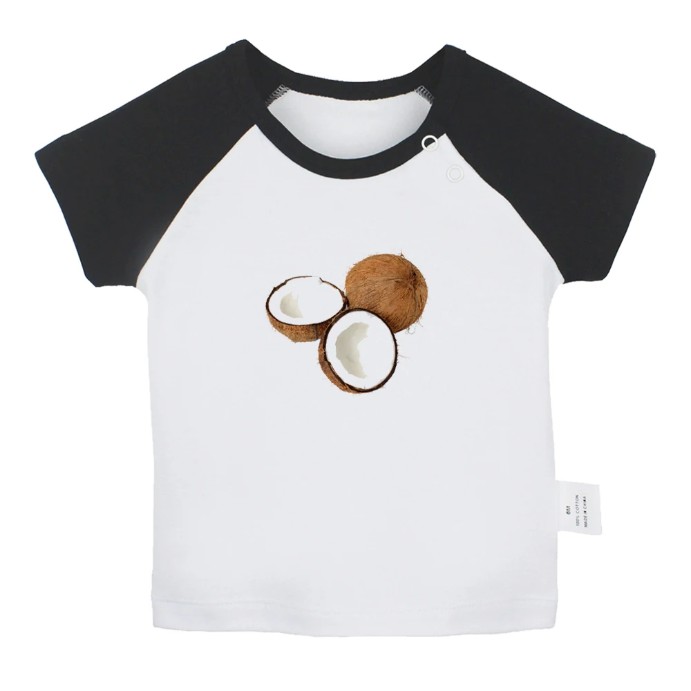 

Sweet Fruit Coconut Printed Graphic Cute Baby T-shirts Boys Girls Short Sleeves Tees Infant Tops 0-24 Months Kids Clothing