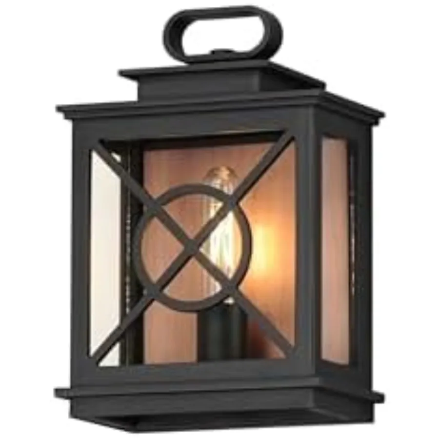 Lanterna da parete per esterni con candela leggera e finitura in rame invecchiato nero per giardino, patio e illuminazione d'ingresso, resistenza durevole