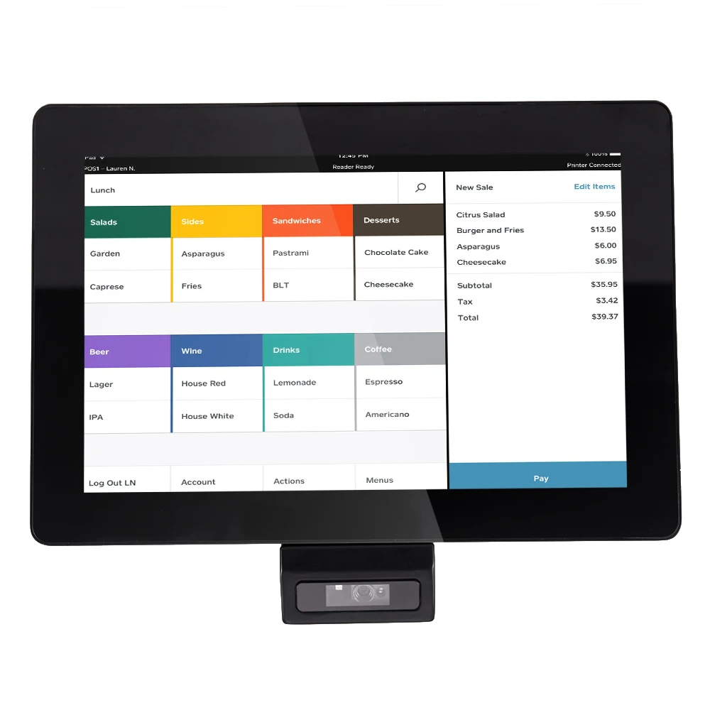 P1010 Terminale registratore di cassa con sistema POS touchscreen integrato da 10,1 pollici per vendite al dettaglio e di ristoranti in magazzino
