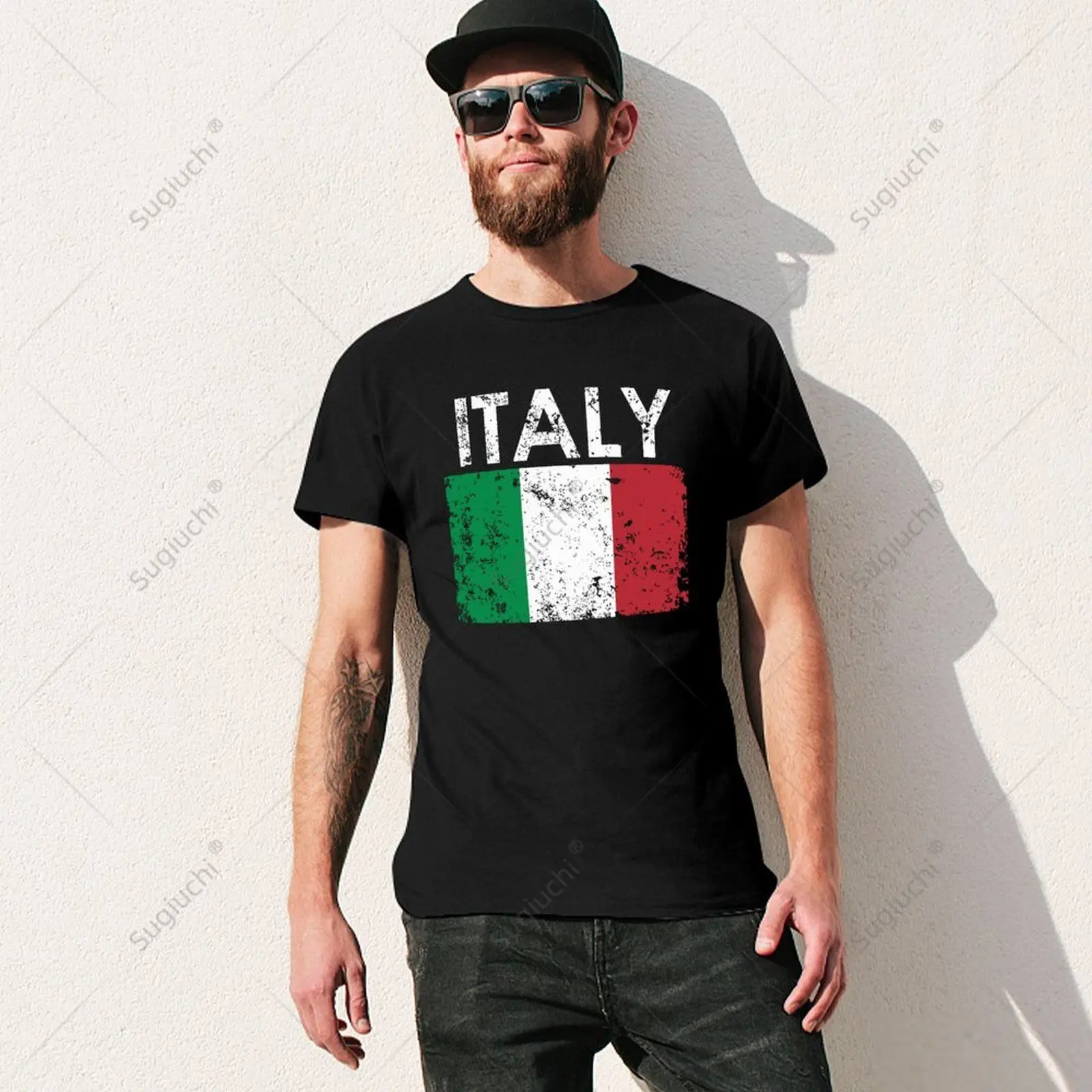 Unisex Men Vintage Italian Italy Flag Pride Gift Tshirt Tees T Shirts Women Boys 100% Cotton T-Shirt