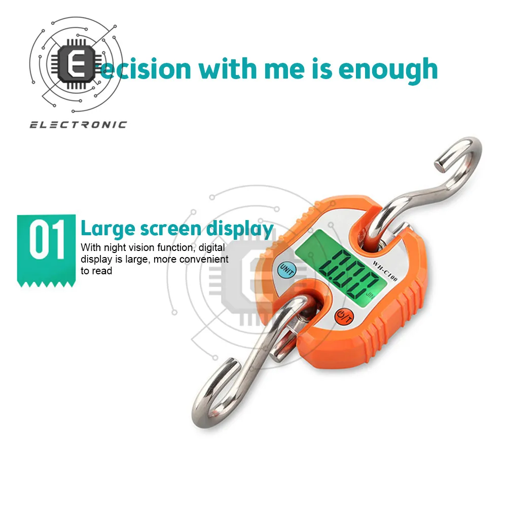 Scale Digital Weight 100kg/50g 500kg/100g Heavy Duty Hanging Hook Scale Portable Digital Stainless Steel