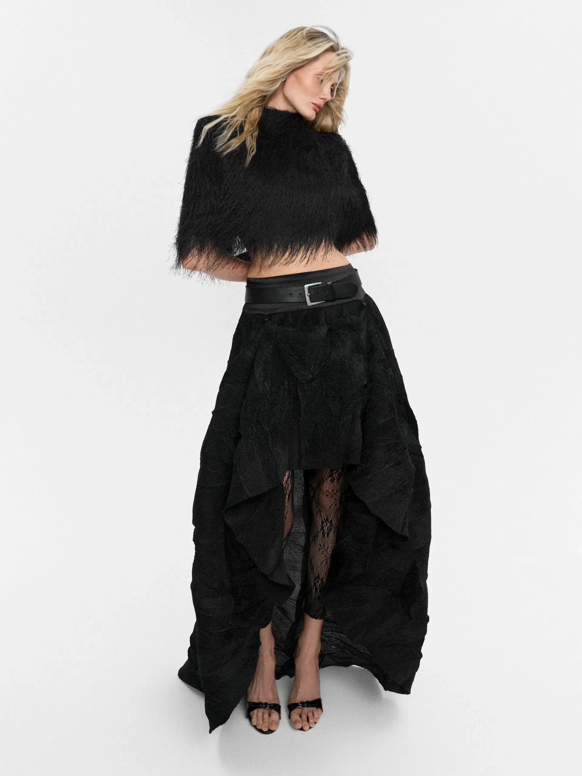 Faux Mink Fur Cropped Bolero Jacket Women Open Front Short Fur Shawl Cape