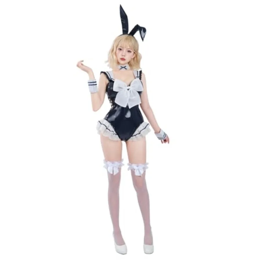 

NSPSTT Bunny Costume Women Bunny Suit Halloween Cosplay Bodysuit with Stockings