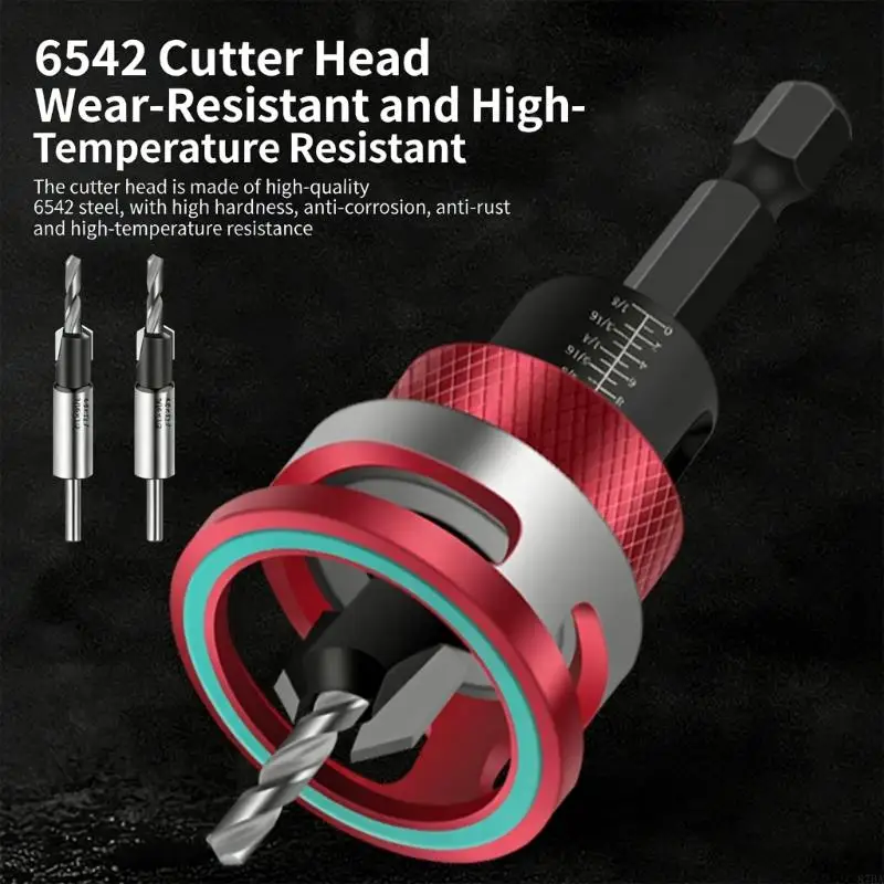 Multiple Size Alloy Countersink Drill Bit Set With Depth Limiter Electric Drill Attachments For Furniture Assembly 87HA