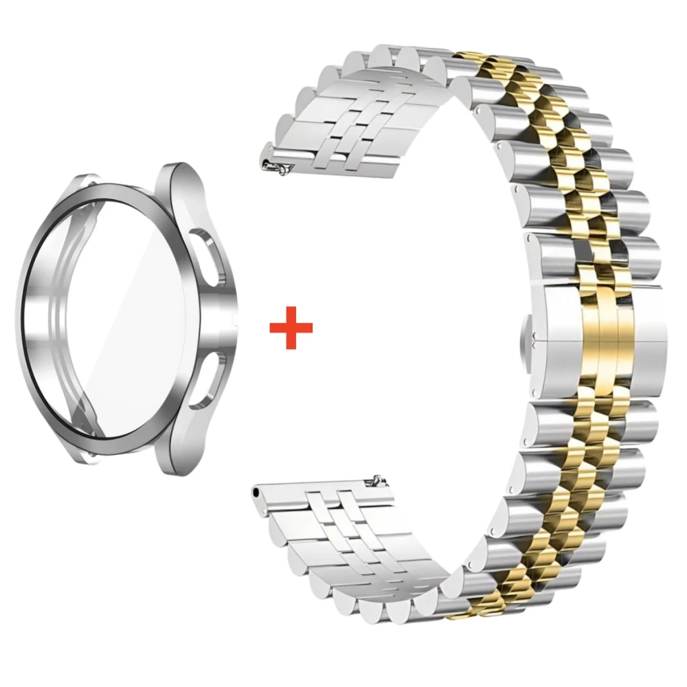 Metal Band+ Protective Case for Samsung Galaxy Watch 7 6 5 4 40mm 44mm Stainless Steel Bracelet Screen Protector PC Cover