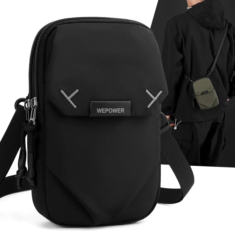 Waterproof nylon square casual single-shoulder bag, mobile phone storage waist bag, cycling multi-functional crossbody bag