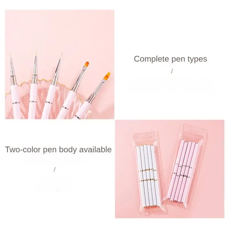 Dual-ended Nail Brush French Stripe Brushes Manicure Liner Brush 3D Tips Ultra-thin Line Drawing Pen UV Gel Painting Brushes