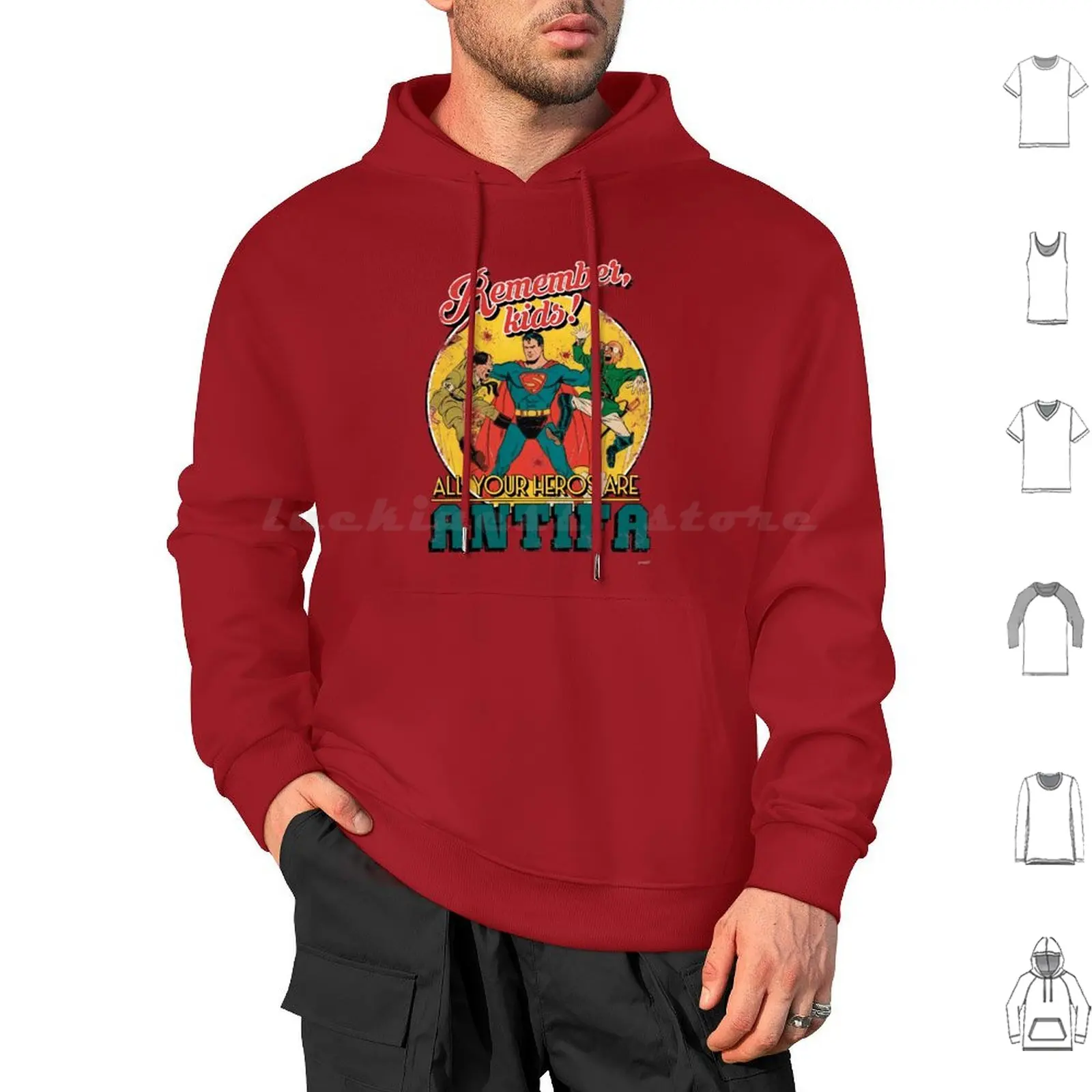 Hoodies Long Sleeve All Your Heros Are Antifa Retro Vintage Antifa Fan Art Hitler Hirohito Comics Hero Superhero World