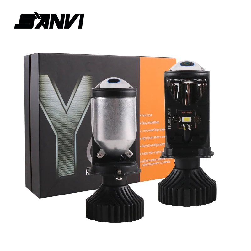 

SANVI 2pcs Y6D H4 MINI Bi LED Lens Headlight 35W 5500k Car Projector Headlight Motorcycle Auto Headlight Retrofit Kit