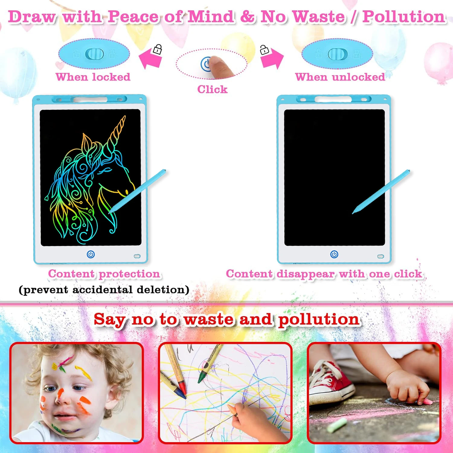 8,5/10/12 дюймов ЖК-планшет для письма для детей 3-8 лет, многоразовая волшебная доска для рисования со стилусом, стираемый блокнот для рисования, игрушка в подарок