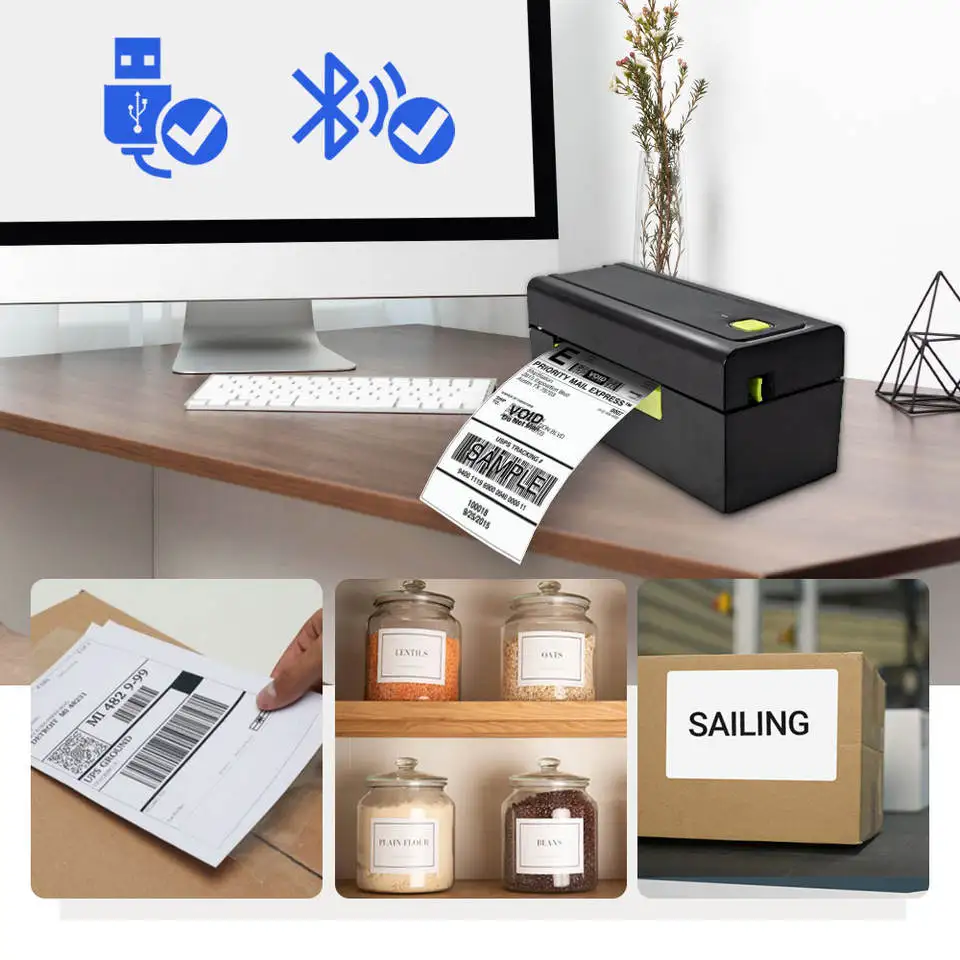 Bluetooth Thermal Shipping Label Printer 4x6 Label Printer for Shipping Packages For Android iPhone Windows for Ebay Shopify