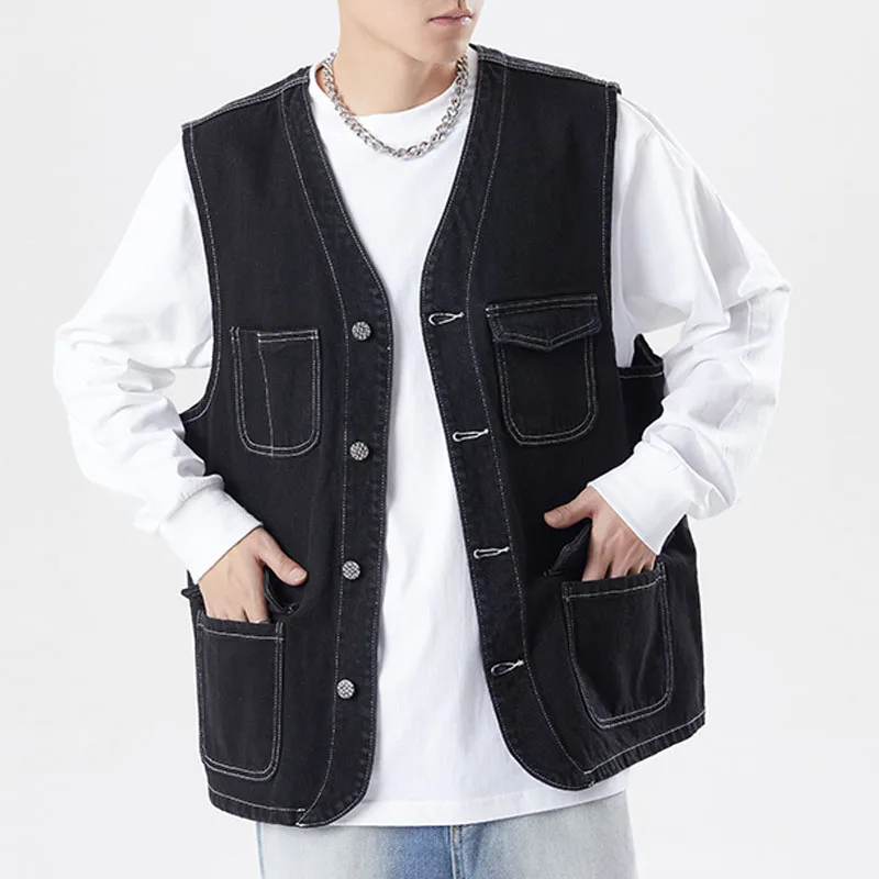 Denim Vest Men\'s Jacket Cotton men Clothing Waistcoat men Summer Jeans Jacket men veste homme Korean veste sans manche fashion