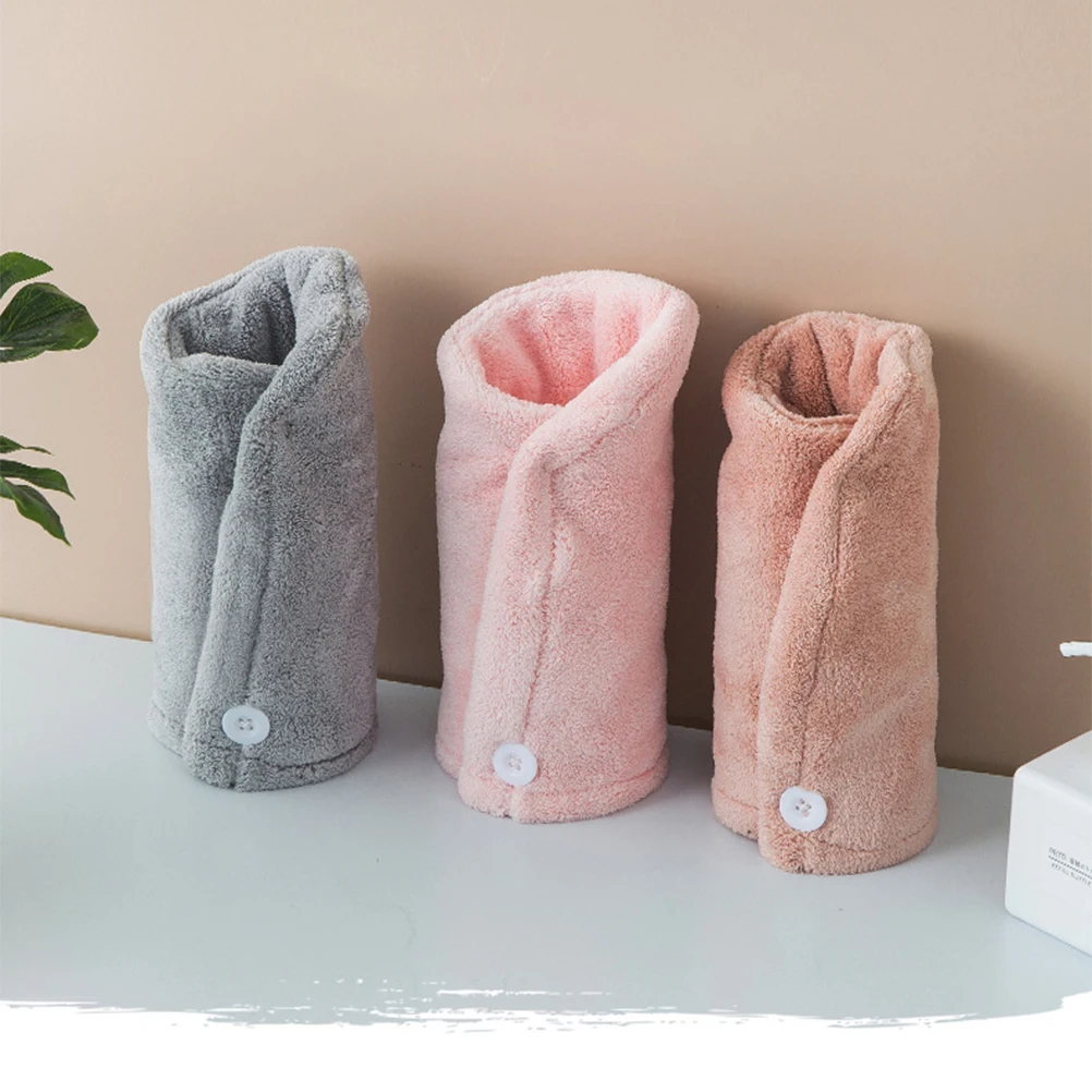

Absorbent Quick Dry Hair Drying Cap Thickened Towel for Home Use with Button Closure Lightweight Hair Care