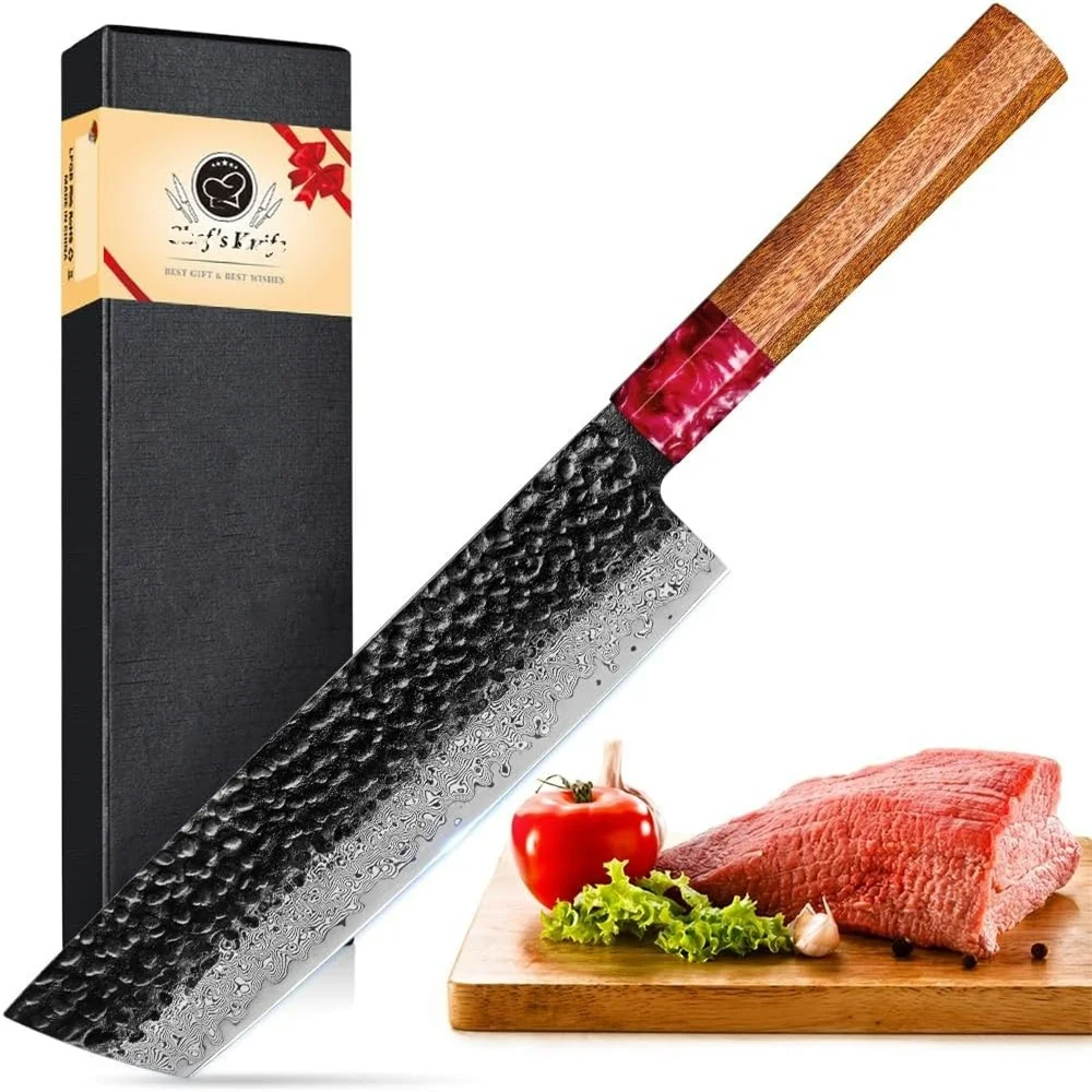 Beef Meat Knife Damascus Steel Kitchen Knife7.2inch Precision Knife Vg10 Japanese Steel professional kitchen knife Wooden Handle