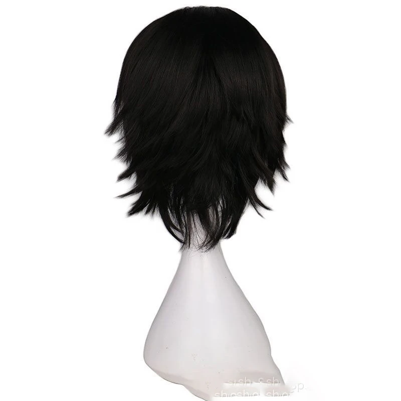 Parrucca corta nera da uomo per capelli umani Edogawa Rampage Cosplay Capelli simulati Abbigliamento quotidiano Festival Party Copricapo Parrucche complete
