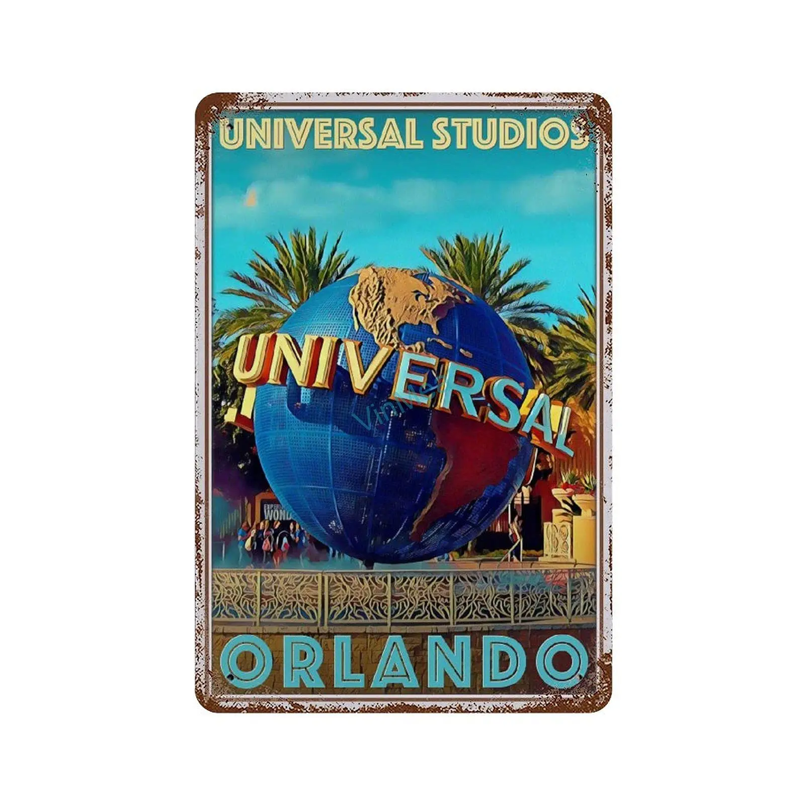 VinMea Metal Sign Universal Studios Orlando Vintage Metal Tin Sign Poster Print Retro Wall Art Sign Decor for Bars, Restaurants,