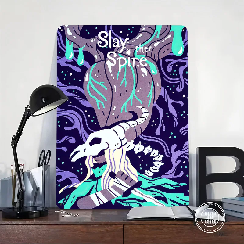 Slay the Spire Skull and Knife 3D Printed Texture Poster Personalized Wall Art Retro Metal Tin Signs for Room Accessories House