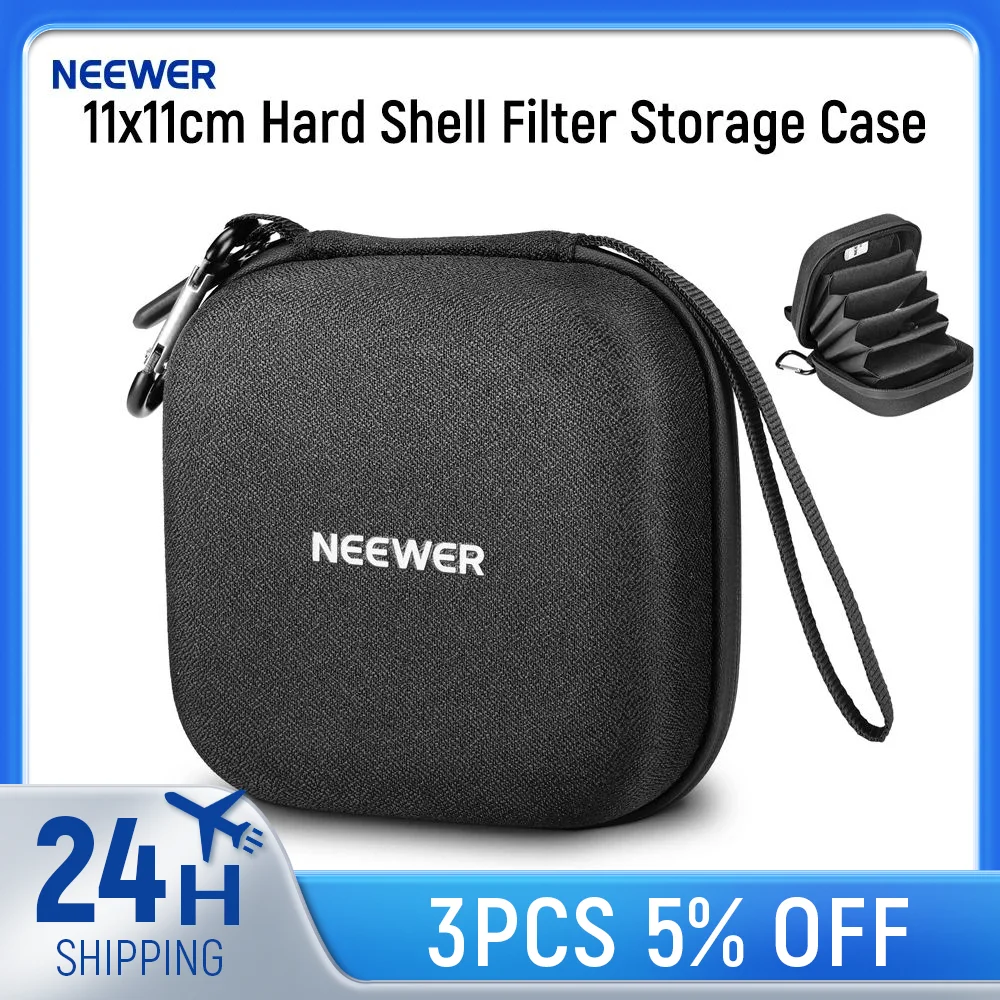 

NEEWER 11x11 см твердый футляр для хранения фильтров, водостойкая противоударная пылезащитная сумка для переноски с расширяющимися разделителями