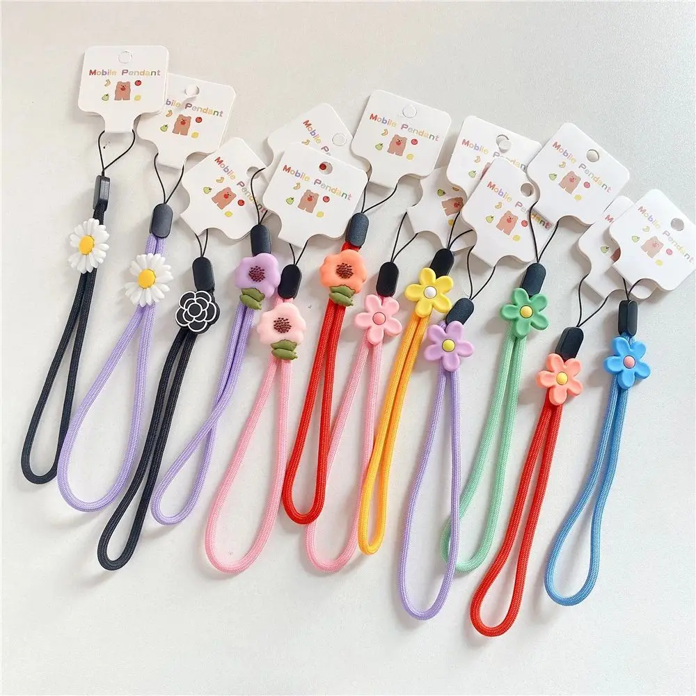 ขนาดเล็กสดสายคล้องมือไนลอน Loop Soft โทรศัพท์ Universal โทรศัพท์มือถือน่ารัก Camellia Charm Lanyard