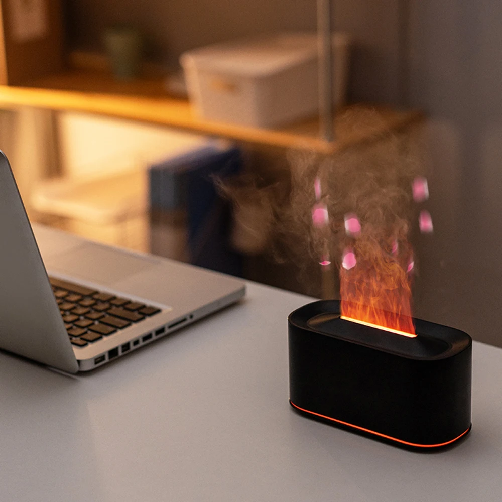 Flame Aromatherapy Machine Home Bedroom Office Desk Atmosphere Light Water Shortage Power Failure USB Humidifier
