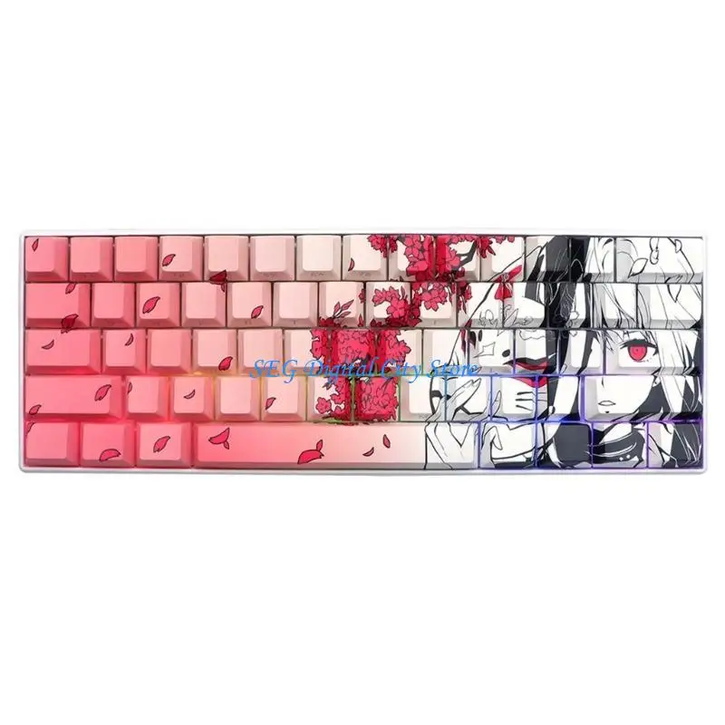 

U75B Side Engraving Backlit Keycaps 136 Full Set, Cartoon Girl Keycap For Mechancial Keyboard Enhances Night Typing