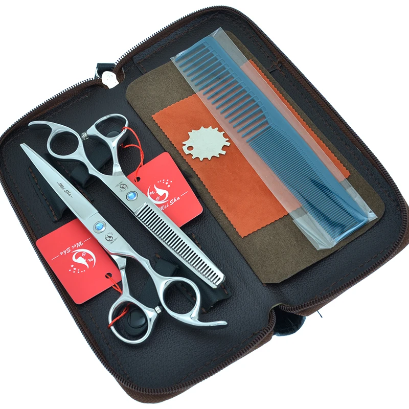 7 Inch Barber Hair Scissors Set Japan 440C Big Cutting Scissors 6.5 Inch Thinning Shears Salon Hairdressing Hair Tesouras A0127A