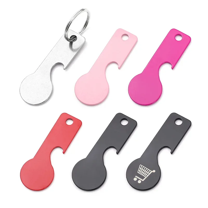 سلاسل المفاتيح الملونة سوبر ماركت رمز عربة التسوق تسميات مكافحة فقدان سلاسل المفاتيح المعدنية للتخصيص شعار الليزر مجوهرات اكسسوارات #2